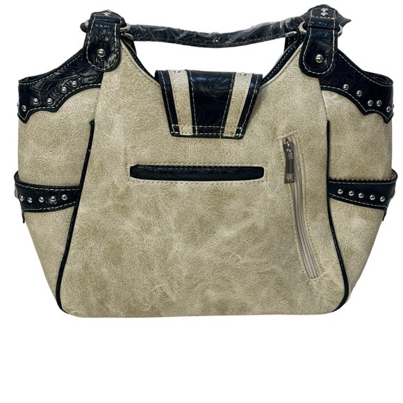 (8-210) Brand New w/Tag Beige Leather-Like Western Shoulder Handbag - Picture 2 of 12